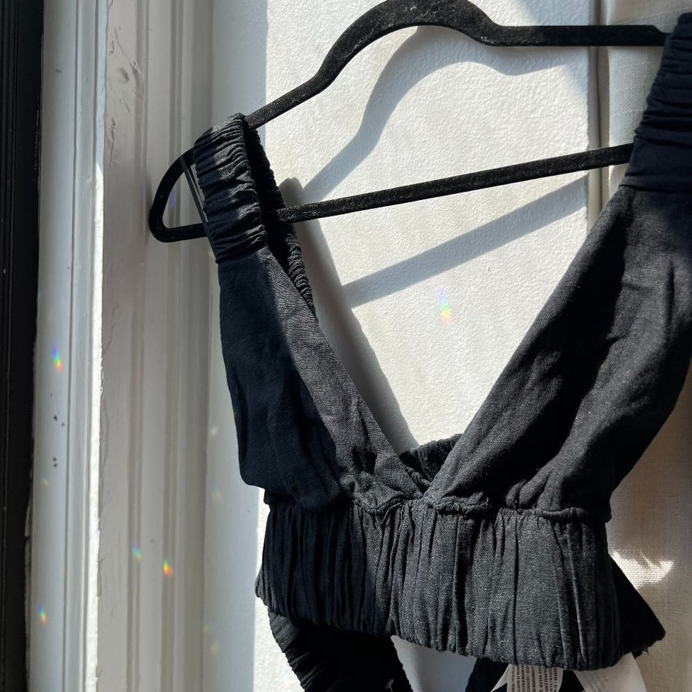 Abercrombie & Fitch Linen Criss Cross Back Crop Top